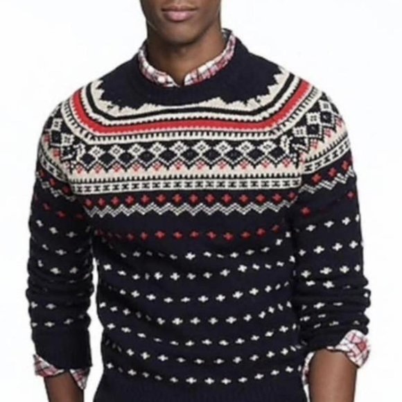 J. Crew Other - J. CREW Fair Isle Crew Neck Ski SWEATER 100% Wool Cabincore Country  Size M